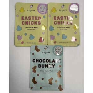 SpaLife Facial Mask Lot Of 3 Calm Detox Antioxidant Cocoa Vanilla Easter Chicks